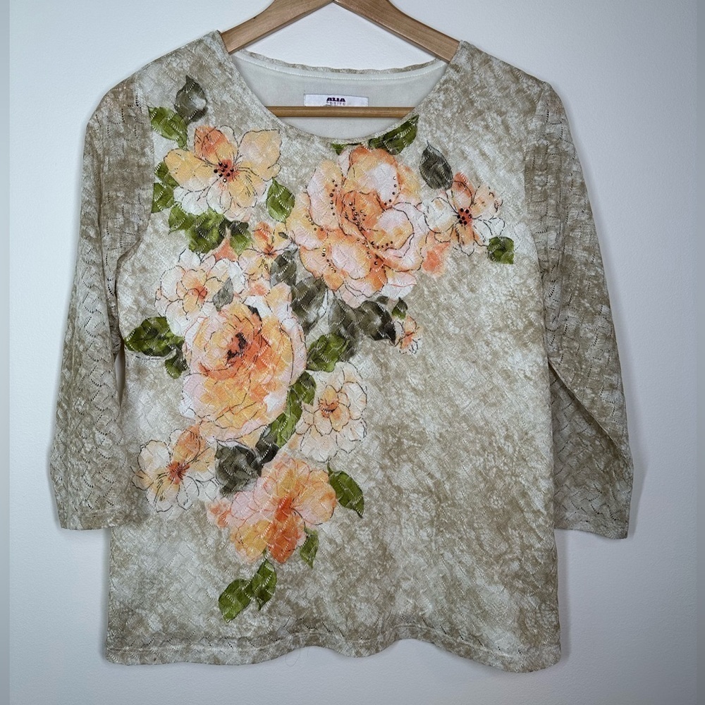 Alia Petite‎ Floral Rhinestone Top